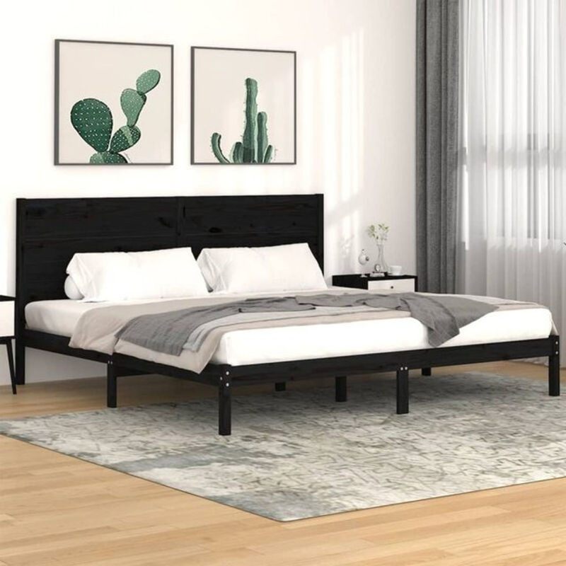 Massivholzbett Vidaxl aus Kiefer in Schwarz B/T/H: 200 x 200 x 100 cm - Bild 1