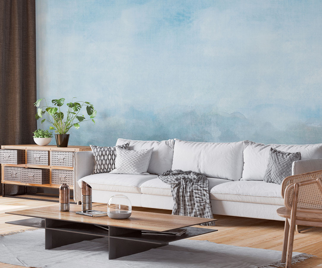 Tenue de Ville Mural Nirvana Wandtapete in Blau mit abstraktem Naturmotiv, Breite: 300 cm, Höhe: 300 cm - Bild 1