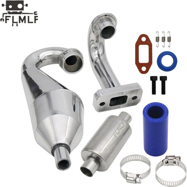 FLMLF Rc-Auto-Auspuffrohr oder Schalldämpferrohr-Kit, 1:5, Metall, Grau, Rot - Bild 1