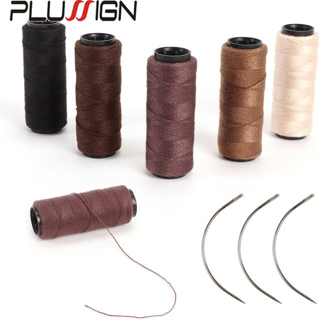 plussign Nadel und Faden für Haarverlängerungen, Schwarz Braun Beige - Bild 1