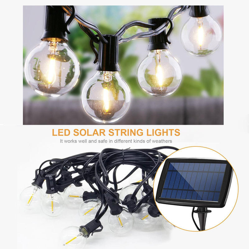 TOMTOP JMS Solar LED Lichterkette mit 10 warmweißen Leuchtmitteln, wetterfest und transparent für Garten, Terrasse und Hinterhof - Bild 5