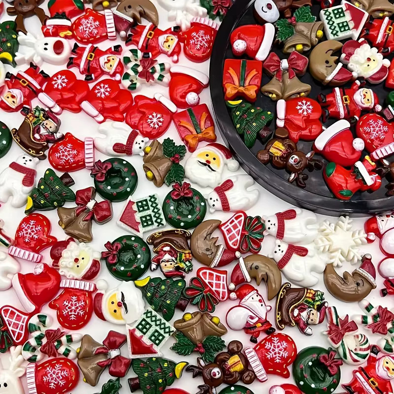 50 Stück festliche Weihnachtsanhänger aus Resin in Rot für deine DIY-Geschenkanhänger und Partydekorationen - Bild 3