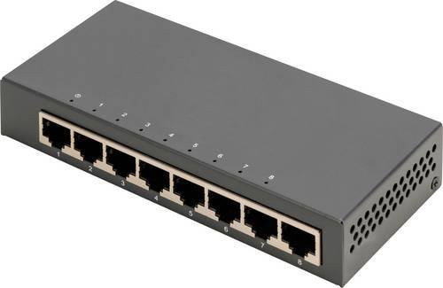 Digitus Gigabit Netzwerk Switch mit 8 RJ45 Ports, 10/100/1000 Mbit/s, Schwarz - Bild 1