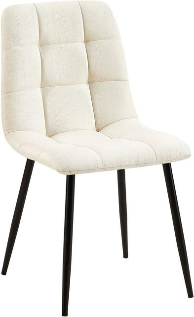 DELUKE Esszimmerstuhl FIGAD in Creme mit Steppmuster und Metallgestell, B/T/H: 45 x 55 x 84 cm - Bild 1