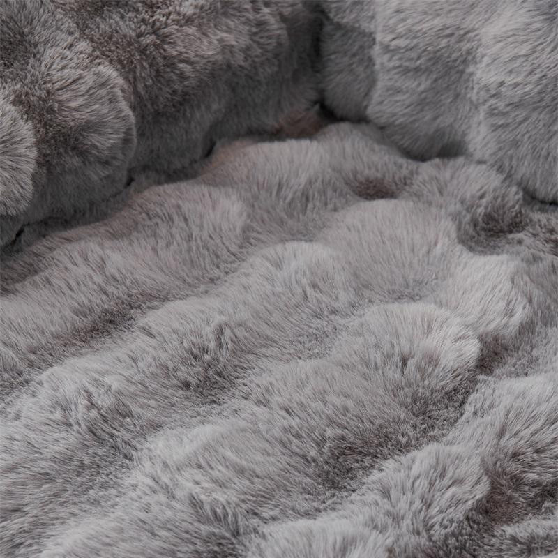 Rutschfester Sesselbezug aus grauem Kaninchenplüsch für 1-Sitzer, weicher Sofabezug aus Polyester für das Wohnzimmer - Bild 1