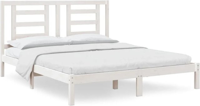vidaXL Massivholzbett aus Kiefer in Weiß, modern und lackiert, B/T/H: 160 x 200 cm - Bild 1