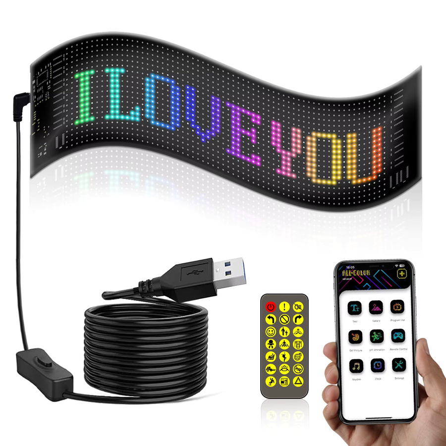 Flexibles LED AD Display als ultradünnes RGB-Werbeschild für Shop und Auto in Schwarz und Multicolour - Bild 4