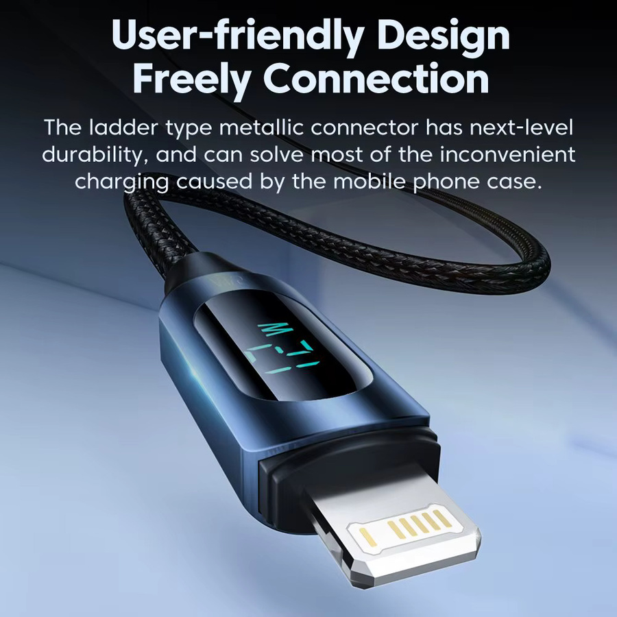 Toocki USB-A auf Lightning Schnellladekabel mit LED-Anzeige für iPhone in Schwarz - Bild 2