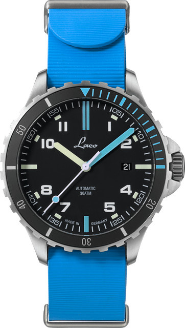 Laco Armbanduhr Edelstahl, Automatik, 42 mm, Schwarz, Kautschuk, 30 ATM - Bild 1