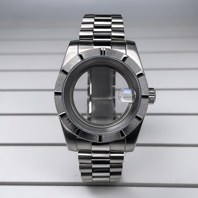 MACARLON Uhrengehäuse Edelstahl, Silber, 39 mm, Saphirglas, Unisex - Bild 1
