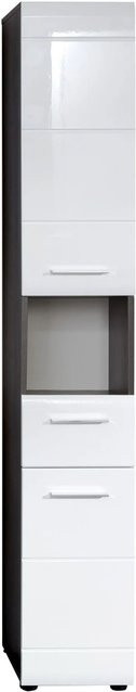 Trendteam Badhochschrank LineSkinBD in Weiß und Grau, Hochglanz, B/H/T: 30 x 182 x 31 cm - Bild 3