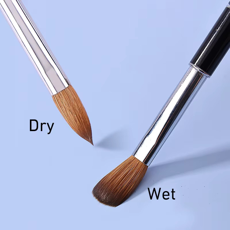 Kolinsky-Acryl-Nagelbürste, oval, gewellt, schwarzer Metallgriff, Größe 2–18 - Bild 2