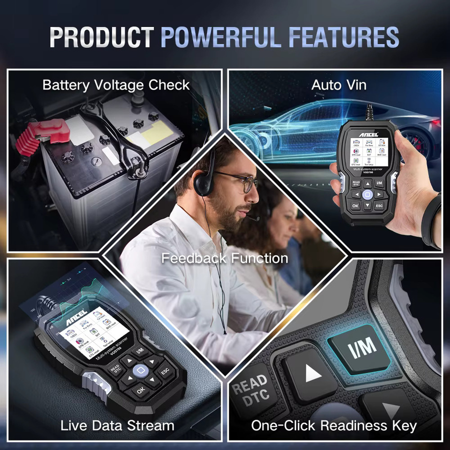 ANCEL VOD700 OBD2 Scanner Diagnosegerät für Volvo in Schwarz mit ABS, Injektor, Öl, ETC, BMS, EPB, TPMS und DPF Reset Funktionen - Bild 4
