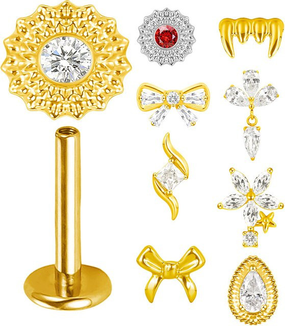 G23 BODY JEWELRY Ohrstecker Titan, Zirkonia, Gold, Unisex - Bild 1