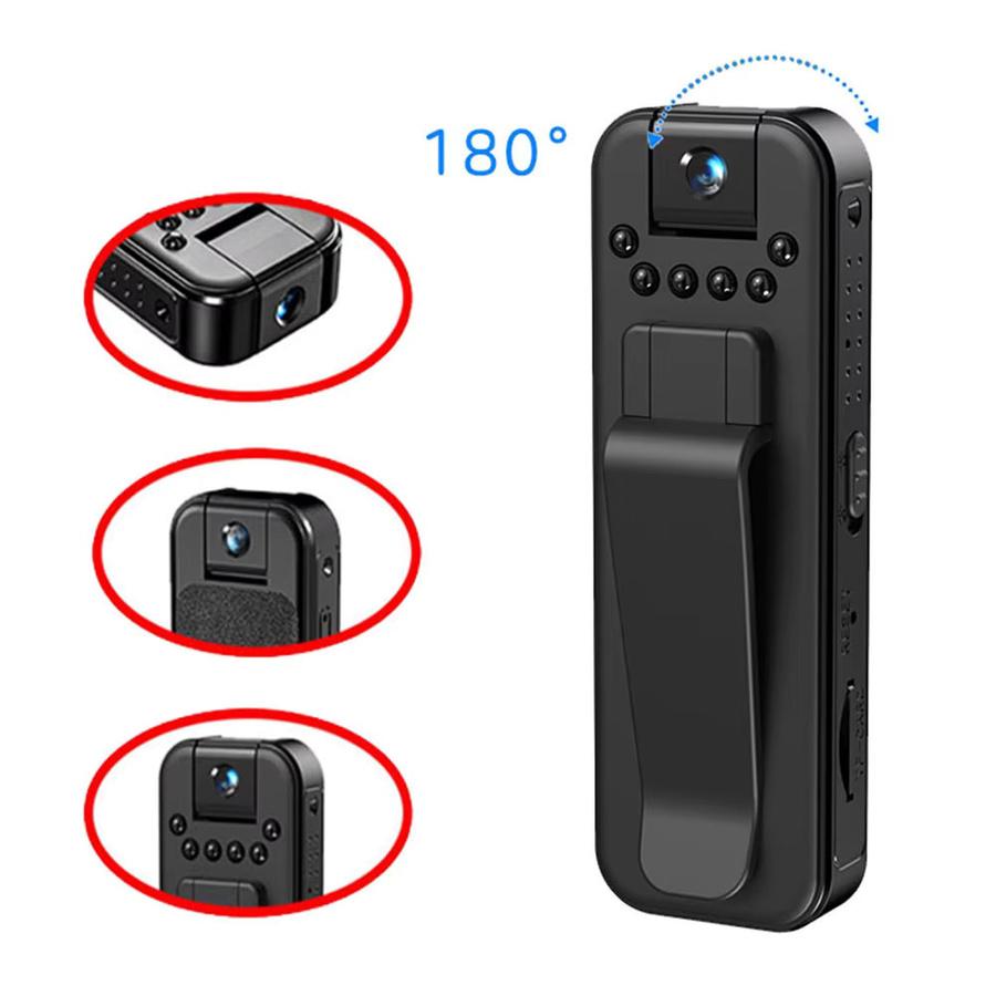 CUGUU Mini-Kamera 1080P Kompakter Digitalrekorder mit 180 Grad rotierender Infrarot-Nachtsicht in Schwarz - Bild 3
