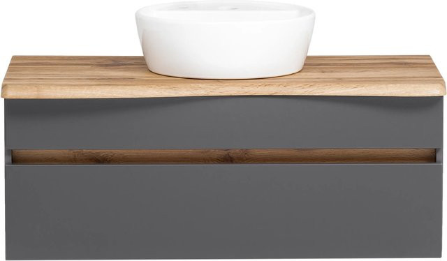 Held Möbel Einzelwaschtisch Trient in Grau Matt mit Softclose, Breite: 121 cm - Bild 1