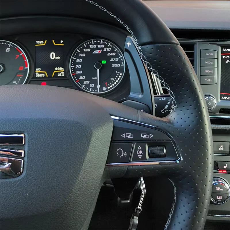 Cherk DSG-Schaltwippen Aufkleber in Rot für Seat Leon ST 5F FR Cupra Ateca Ibiza 6P Arona Tarraco Alhambra als Lenkrad-Erweiterung für den Schalthebel - Bild 5