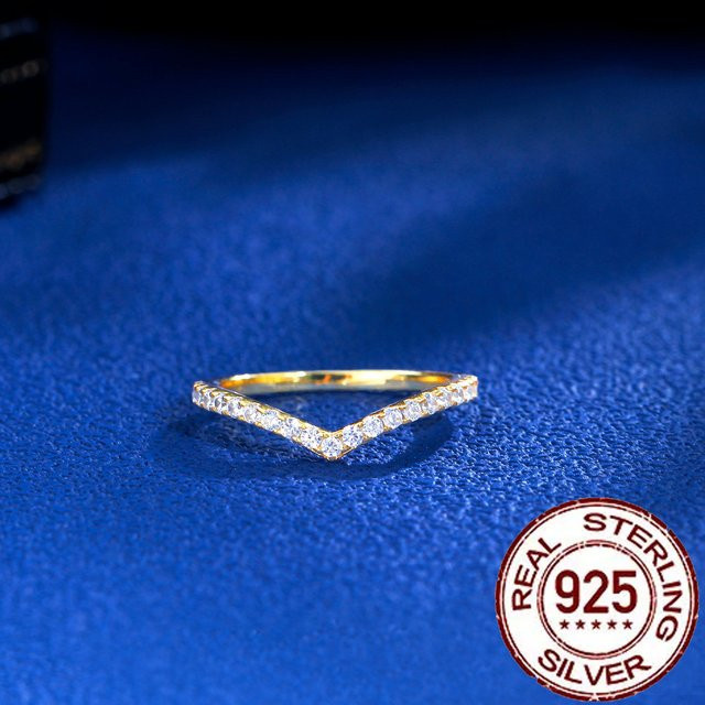 CWWZircons Ringe, 925 Silber, vergoldet, Zirkonia, Damen - Bild 1