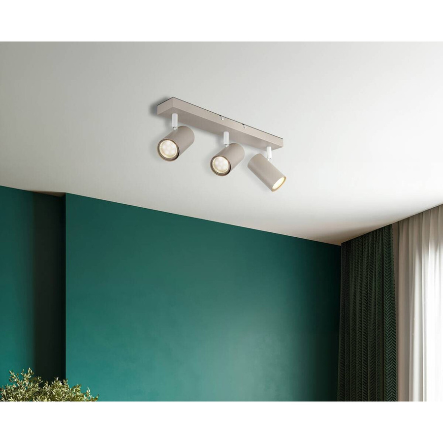 GLOBO Spot Robby 3-flammige Deckenleuchte aus Metall in Sandweiß, GU10, B/H/L: 41 x 6 x 12 cm - Bild 2