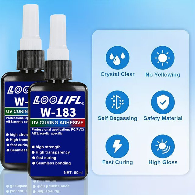 LOOLIFL UV-Kleber Set mit UV-Lampe, hochtransparenter und wasserfester Klebstoff für Handwerk und DIY-Modelle, transparent - Bild 1