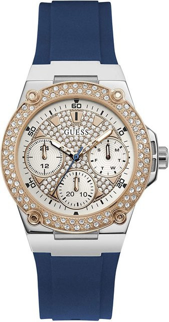 Guess Damenuhr, Quarz, Edelstahl, 40 mm, Silikon, Weiß, Bicolor, Kristall - Bild 1