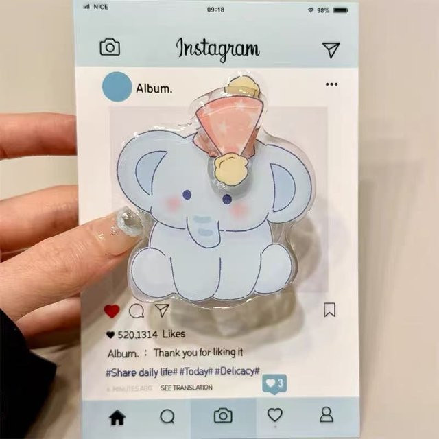 Magnetischer Griptok-Ständer mit Elefant-Cartoon-Motiv für MagSafe iPhone Hüllen, drehbar und faltbar - Bild 1