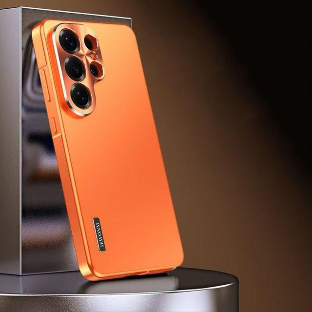 Magnetische Samsung Galaxy Handyhülle aus Aluminiumlegierung mit Kameraschutz in Orange für Samsung Galaxy S26 S25 S24 S23 Ultra S22 Plus S21 - Bild 1