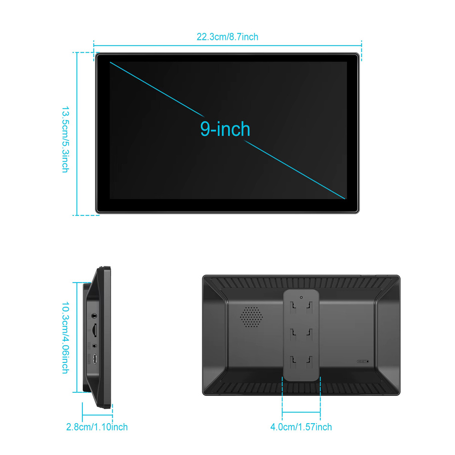 Podofo 9 Zoll Smart Car Stereo Monitor mit Carplay, Android Auto, Bluetooth und Mirror Link in Schwarz - Bild 5