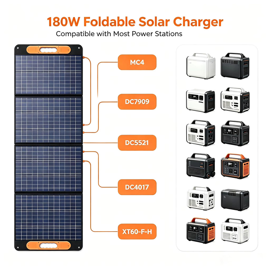 JINGYANGPV Faltbares Solarmodul 180W Wasserdichtes Solarladegerät für Camping und Wohnmobil - Bild 3