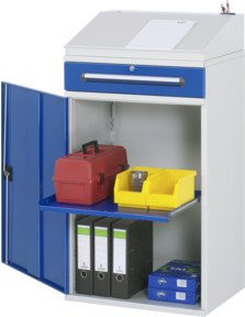 Rau Beistellschrank Stehpult Modell 02 aus Stahlblech B/T/H: 65 x 52 x 111/122 cm - Bild 1