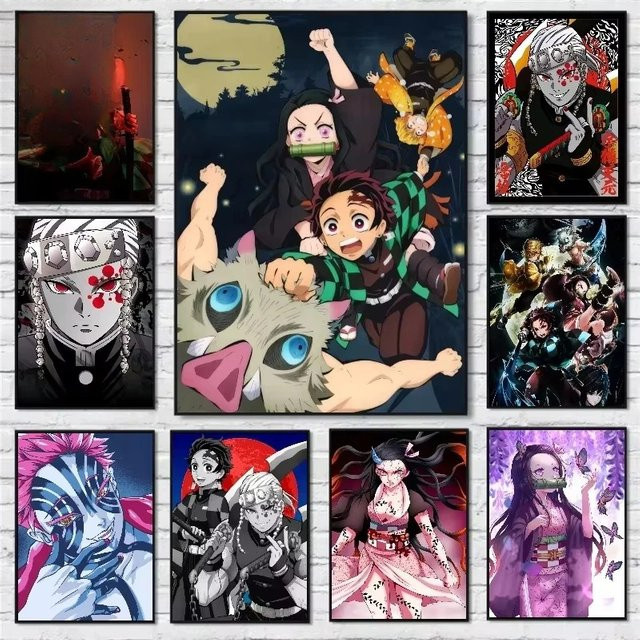 Rahmenloses Malen nach Zahlen Set Anime Demon Slayer Ghost Killing Blade Wandbild in Multicolour zur Raumdekoration - Bild 1