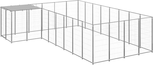 vidaXL Hundezwinger aus Metall in Silber, B/T/H: 4,4 x 3,3 x 1,1 m - Bild 1