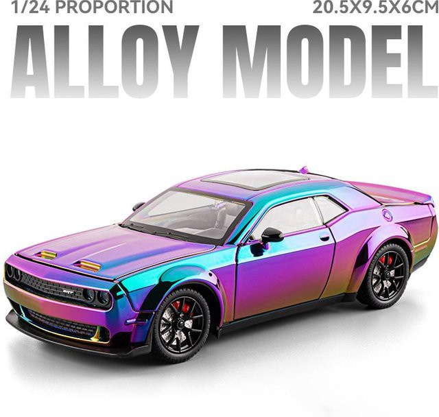 Linyi toy car Dodge Challenger Srt Hellcat, Rennwagenmodell, 1:24, Metall, mit Licht und Sound, ab 14 Jahren - Bild 1