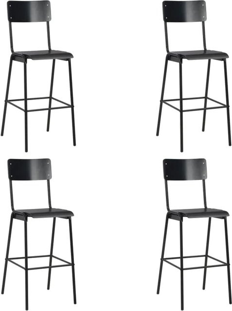 Set aus 4 vidaXL Barhockern in Schwarz aus massivem Sperrholz und Stahl, stapelbar - Bild 1