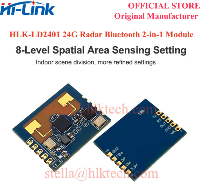 bibikoo HLK-LD2401 HLK-LD2402 24G Präsenzradar-Modul mit Bluetooth und 10 m Reichweite für intelligente Bewegungserkennung - Bild 1