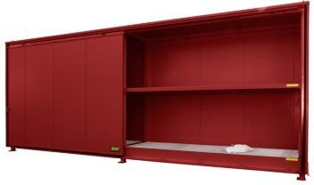 Isolierter Regalcontainer BAUER CEH 81-2 aus Stahl mit Schiebetor in Rot, B/T/H: 840 x 155 x 319 cm - Bild 1