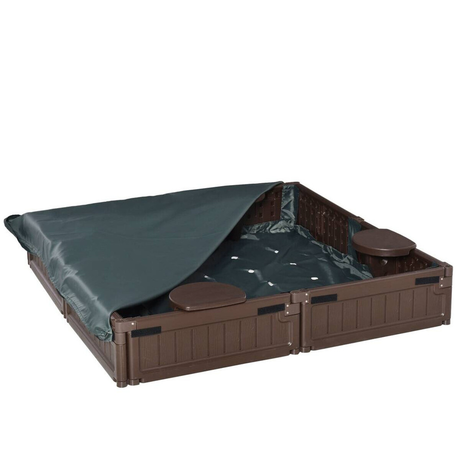 Outsunny Sandkasten aus Kunststoff in Braun, B/H/L: 123 x 21 x 123 cm - Bild 3