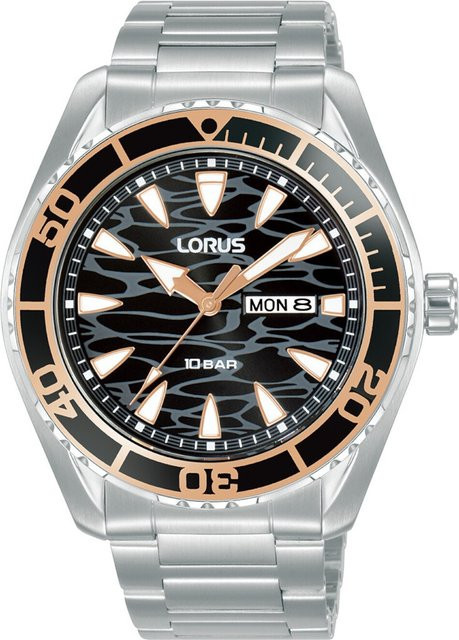 Lorus Armbanduhr, Quarz, Edelstahl, Schwarz, 43 mm, Herren - Bild 1