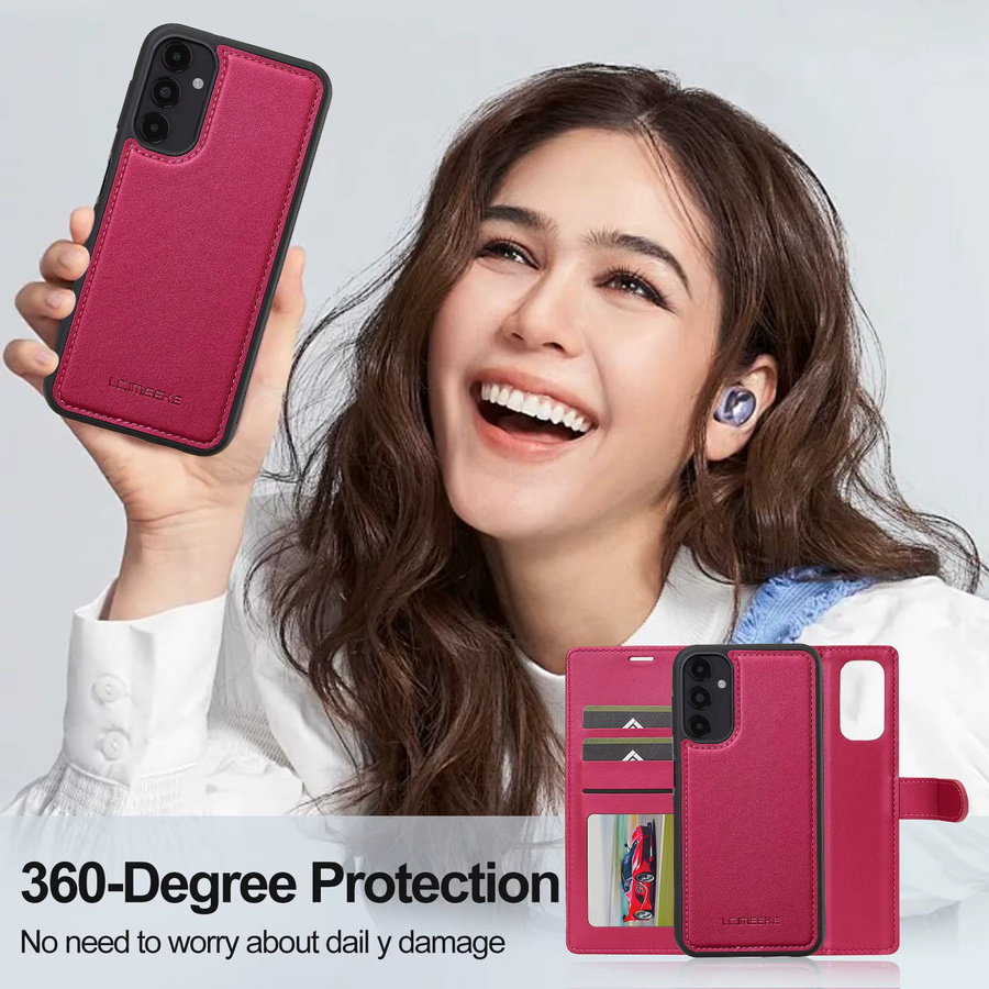 2 in 1 Flip MagSafe Magnetic Leather Wireless Charge Handyhülle für Samsung Galaxy A17 A56 A36 A16 A55 A54 A35 A34 A15 A14 in Purple - Bild 2