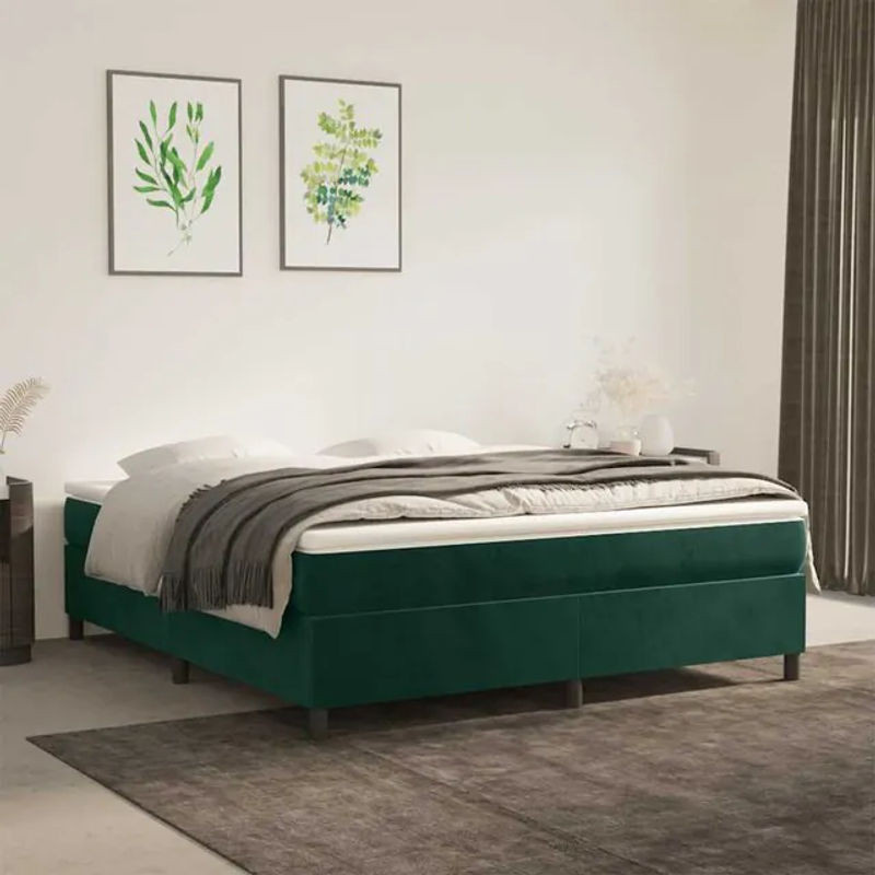 Vidaxl Kontinentalbett mit Matratze in Grün aus Samt, Modernes Boxspringbett, B/T/H: 180 x 200 cm - Bild 1