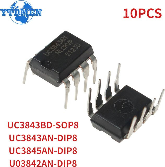 YTDMEN 10 Stück IC Chip Set High-PWM-Strommodus-Controller UC3842AN UC3843AN UC3843BD UC3845AN in Schwarz - Bild 1