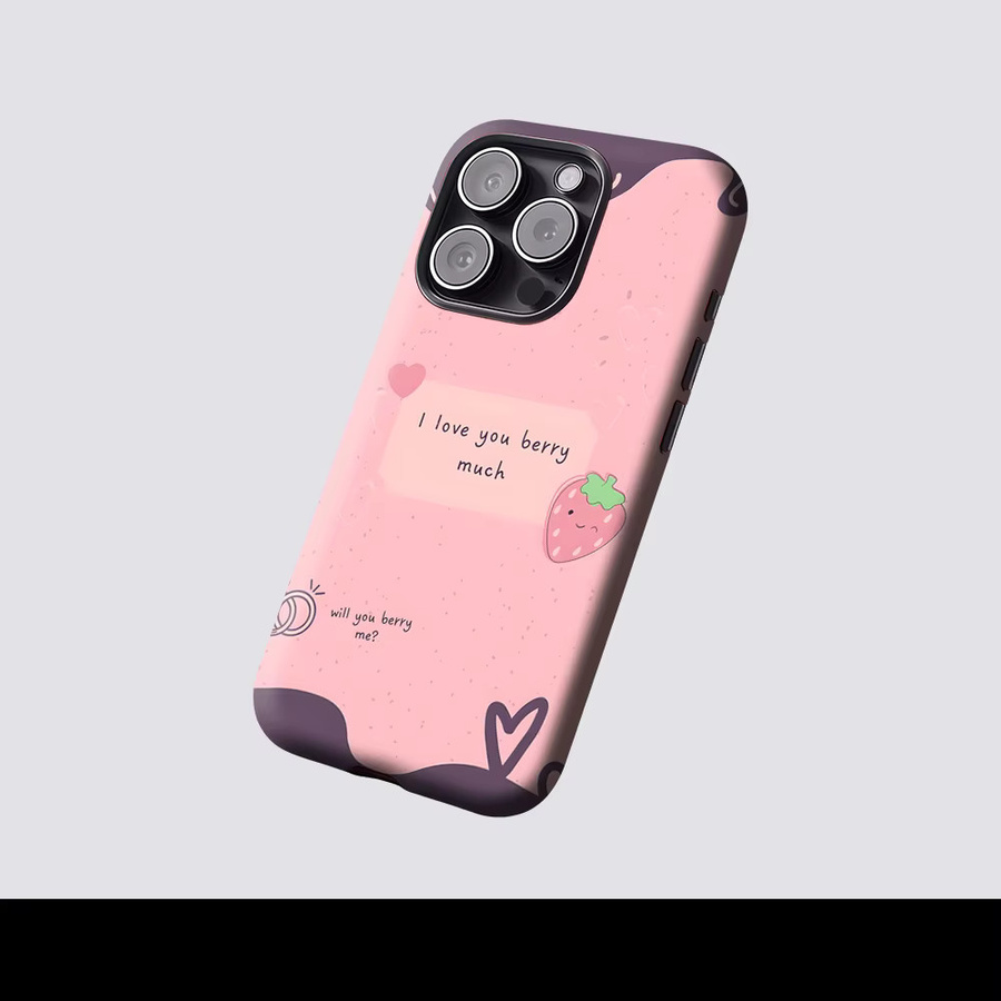 Potdemiel Berry Love Note Handyhülle für iPhone 17 16 15 14 13 Pro Max Plus, Rosa, Robuste Einzel- und Doppelschicht-Schutzhülle mit Magnetfunktion - Bild 2