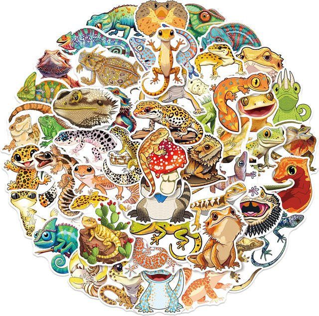 50 Stück Reptilien- und Eidechsen-Aufkleber, Cartoon-Gecko, PVC-Sticker - Bild 1