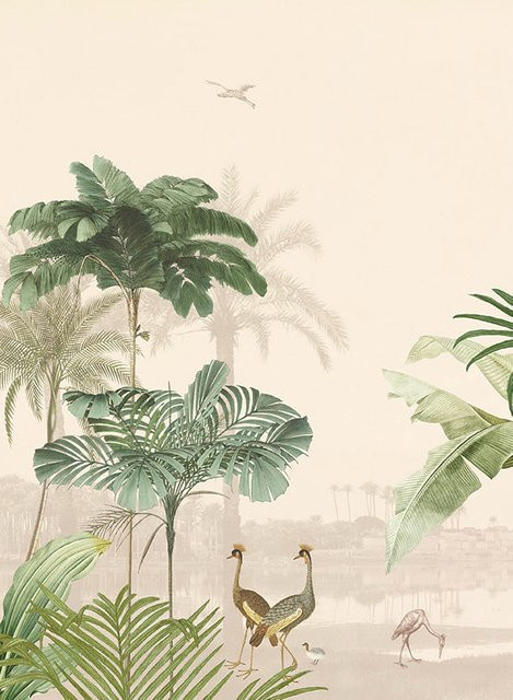 Eijffinger Mural Lush Lagoon Tapete in Blush/Pink/Green/Rose aus Vlies - Bild 1