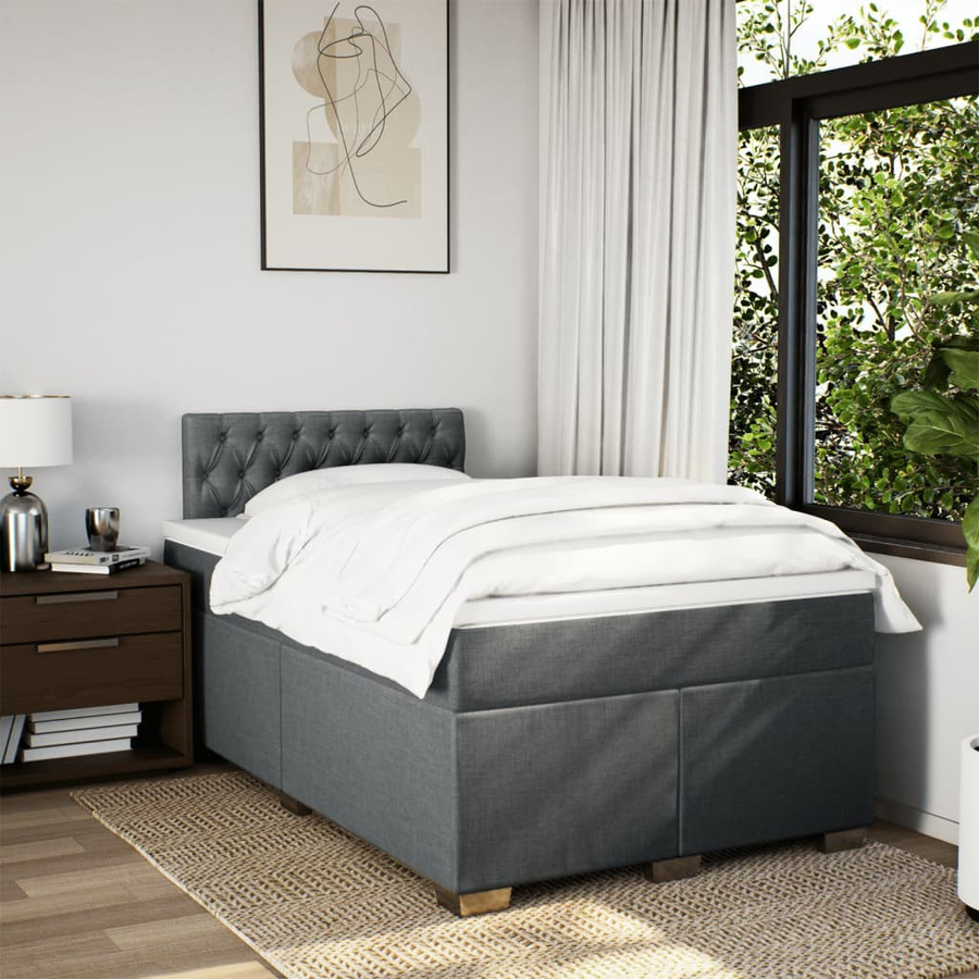 vidaXL Boxspringbett mit Matratze Hybrid-Design in Grau, B/T: 120 x 200 cm - Bild 3