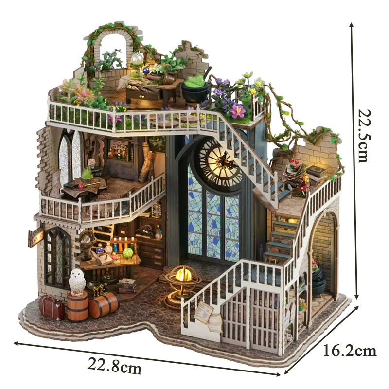 CUTEBEE Miniatur-Puppenhaus-Set, Holz, Fantasy, mit Licht - Bild 4