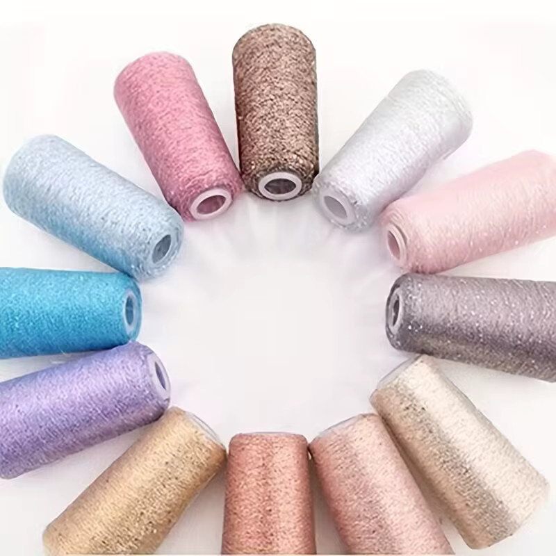 COOMAMUU Metallic-Strickgarn in Mehrfarbig mit Silber und Gold, 50 g Paillettengarn für DIY-Projekte und Blumenverpackungen - Bild 1