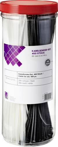 TRU Components Kabelbinder 300 mm x 3,60 mm in Schwarz und Natur, 400 Stück - Bild 1