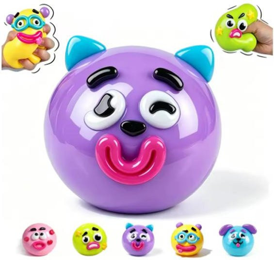 Smushers Squishy Curiosities Hunde-Gesichtswechsel Squishy Spielzeug, violett - Bild 1