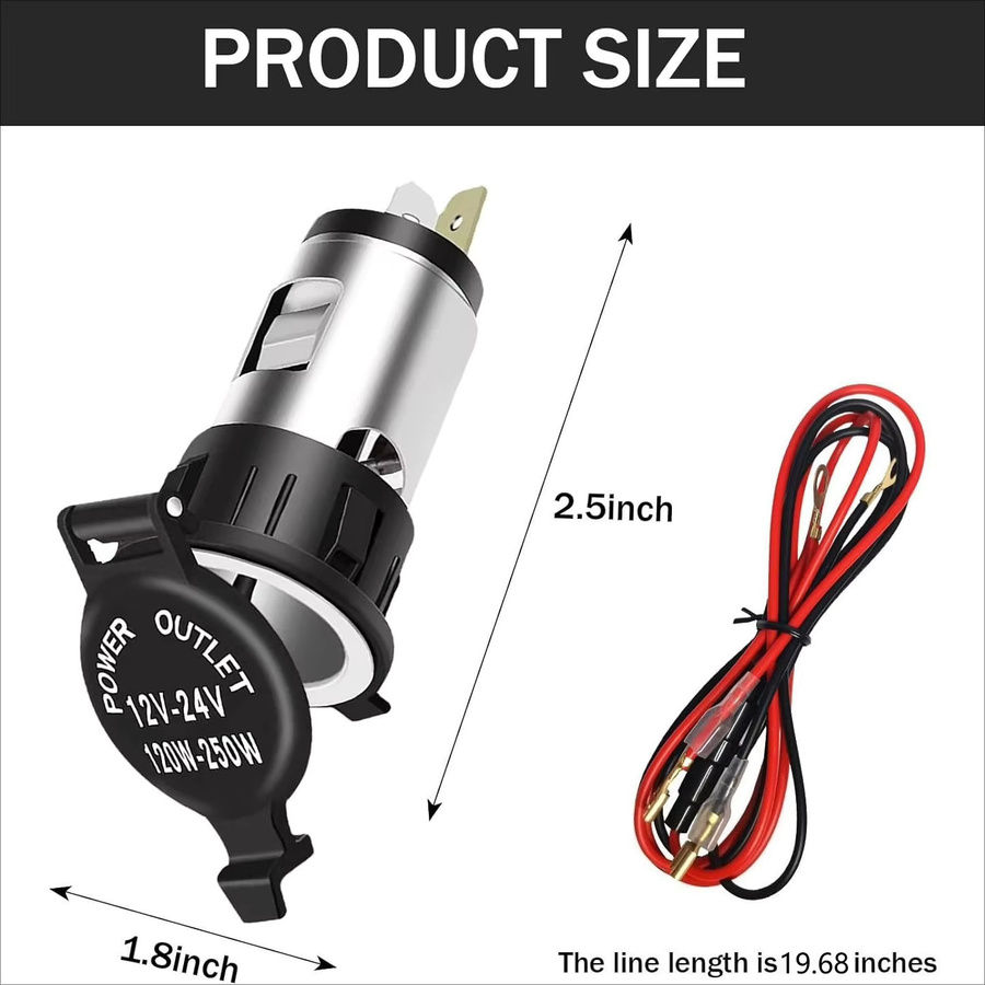 Universal 12V 24V Zigarettenanzünder Adapter Stecker für Auto, Motorrad, Boot und Lkw in Schwarz - Bild 6